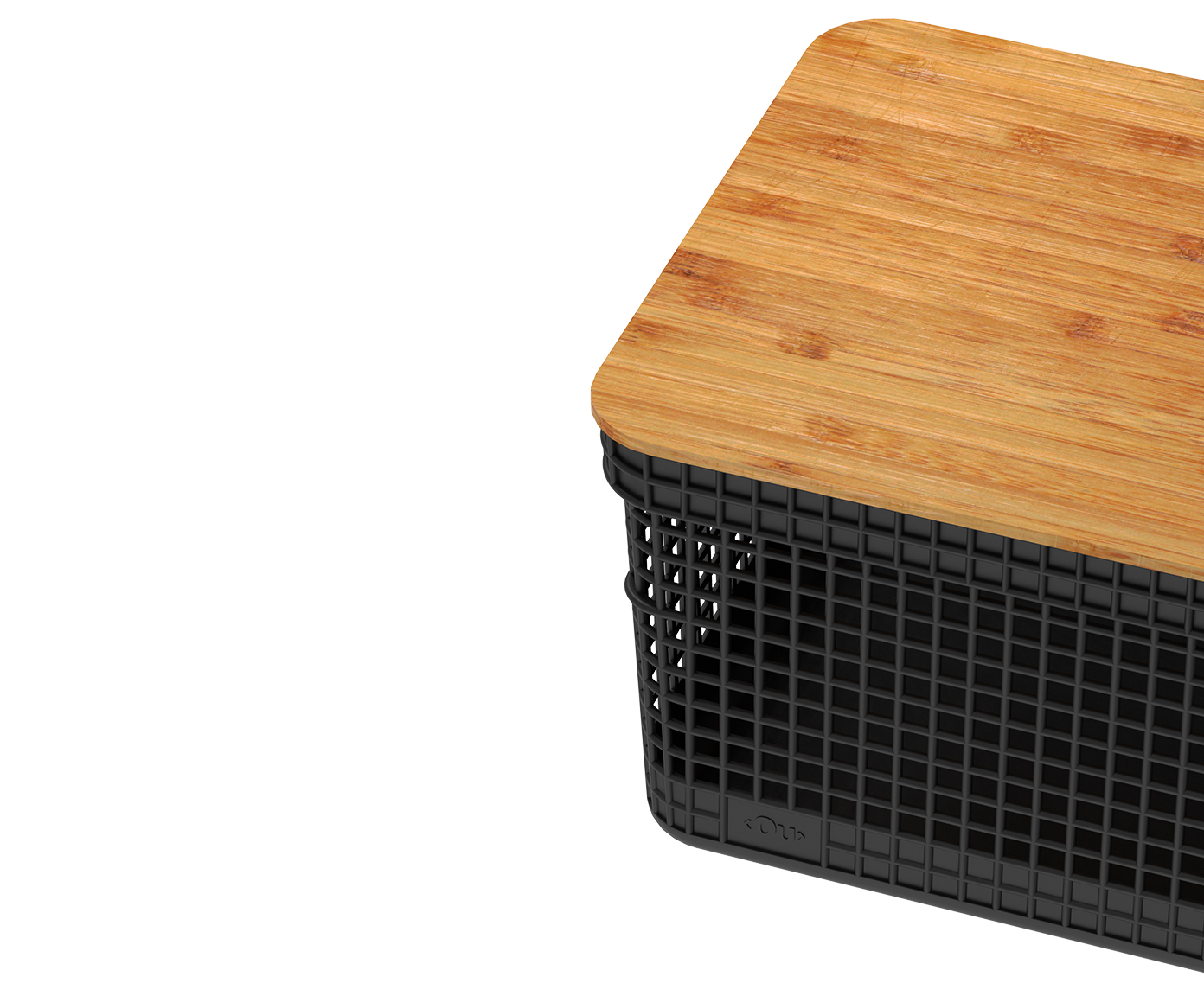 Cesto com Tampa em Bambu Grid Preto image number 3