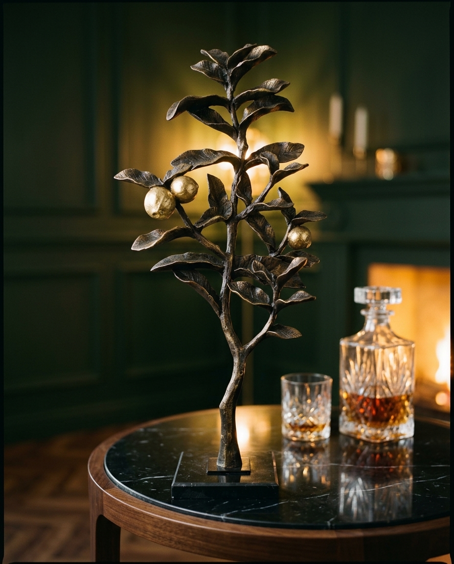 Escultura em Resina &Aacute;rvore Frut&iacute;fera Dourado - image 1