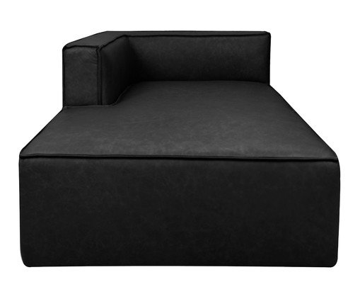 Sof&aacute; M&oacute;dulo Chaise Mensa em Couro Preto - image 0