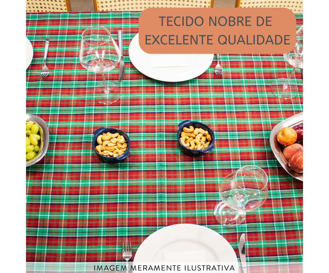 Toalha de Mesa Xadrez Verde e Vermelho image number 4