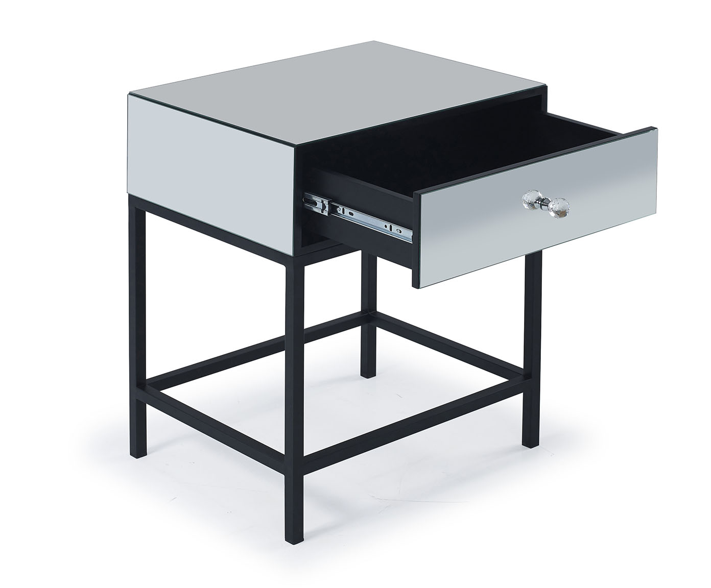 Mesa Cabeceira Turim com 1 Gaveta Espelho Prata Liso - image 1