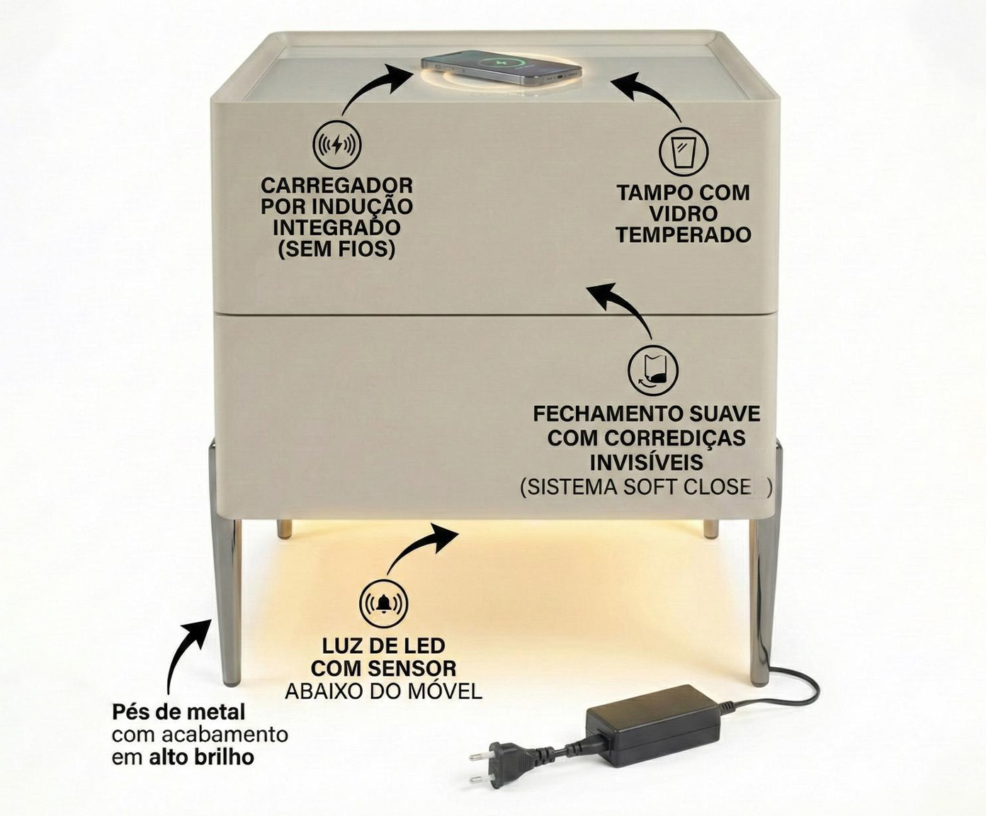 Mesa de Cabeceira Inteligente Smart Premium image number 3