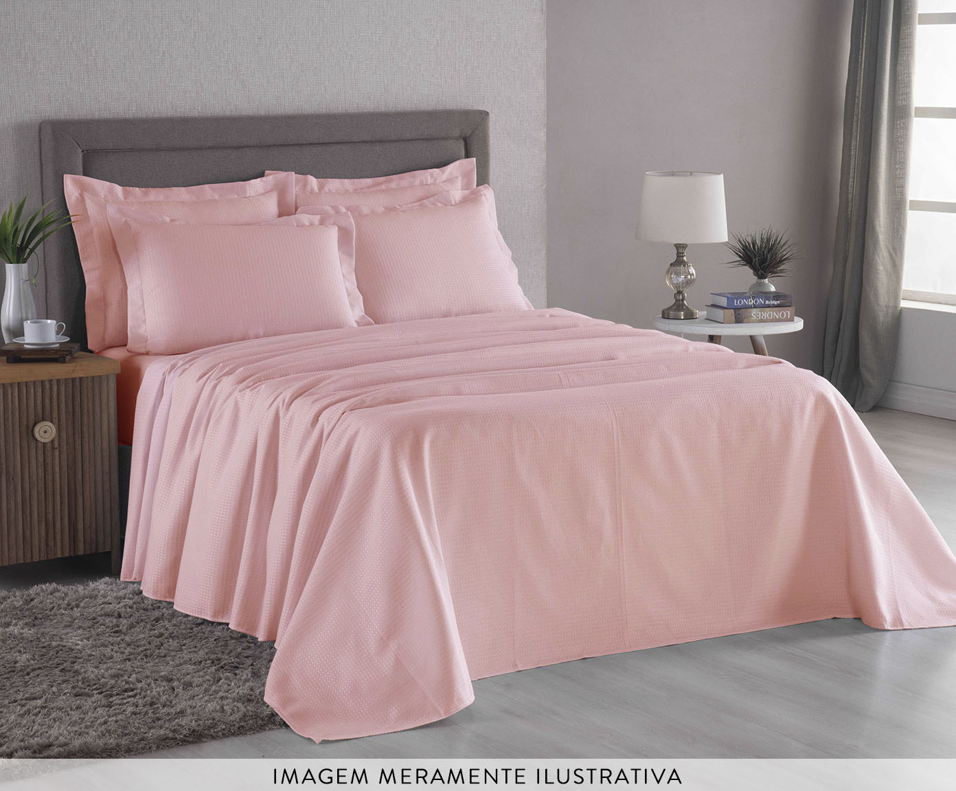 Jogo de Cobre-Leito Piquet Collor Rose image number 1