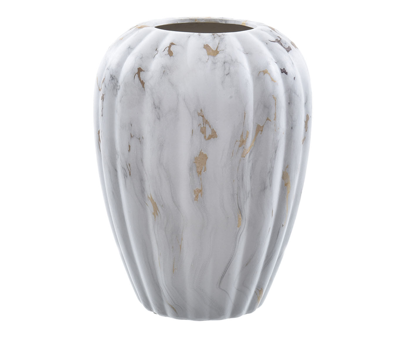 Vaso Marmorizado Branco e Dourado image number 0