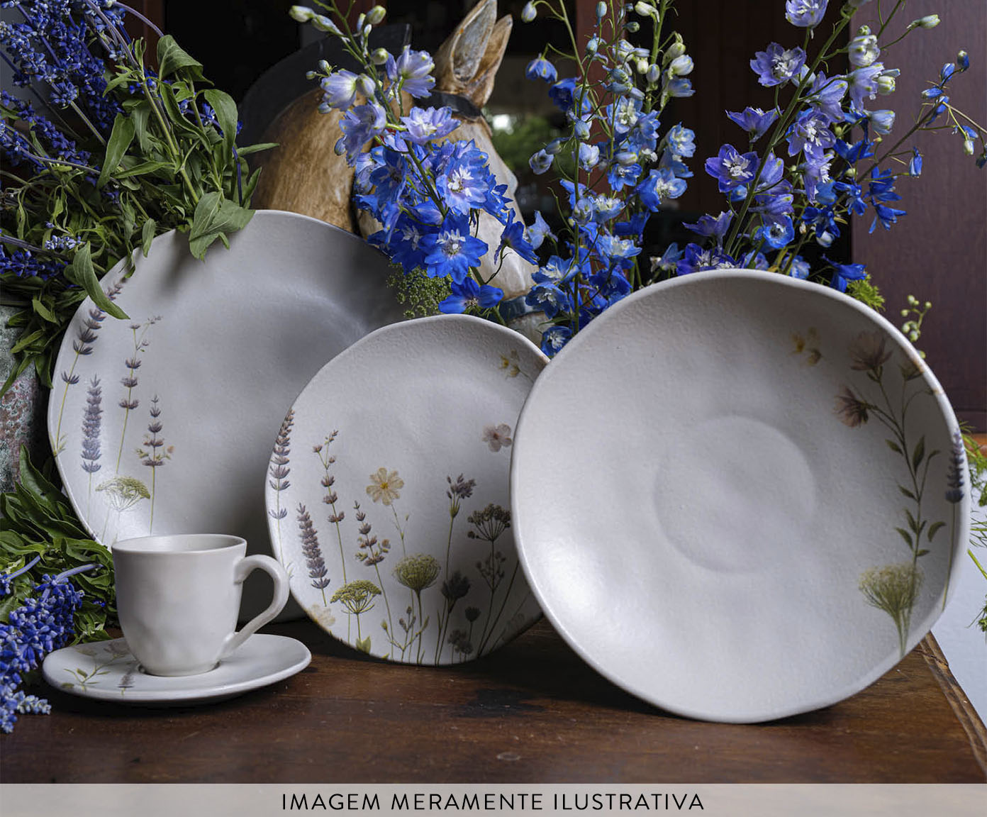 Jogo de Pratos Raso Org&acirc;nico Lavanda Floral image number 2