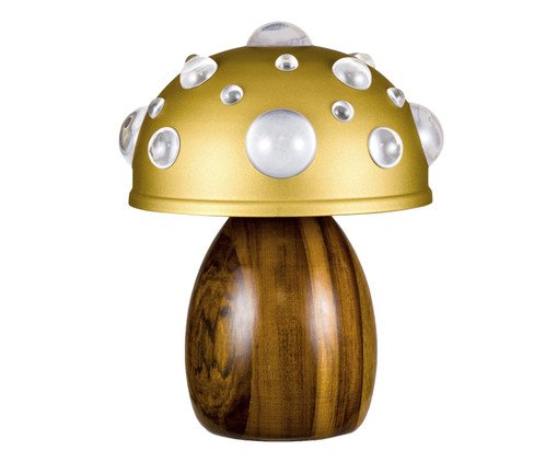 Lumin&aacute;ria Mini Cogumelo Dourado e Imbuia - image 0