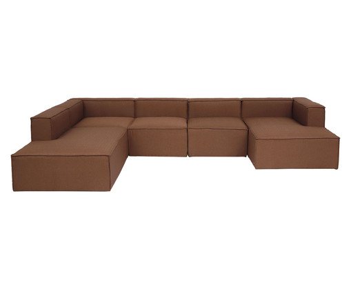 Sof&aacute; 5 M&oacute;dulos Chaise e Encosto Parcial Mensa Terracota image number 0
