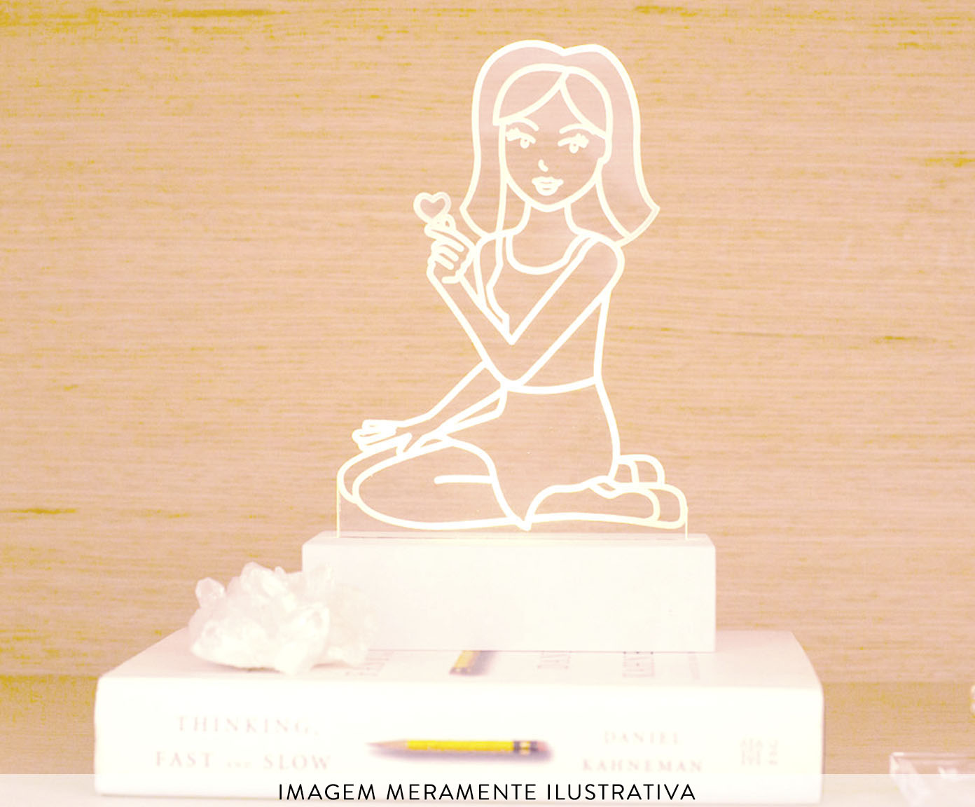 Lumin&aacute;ria de Mesa com Led Menina Cris - 15X25X6cm - image 1