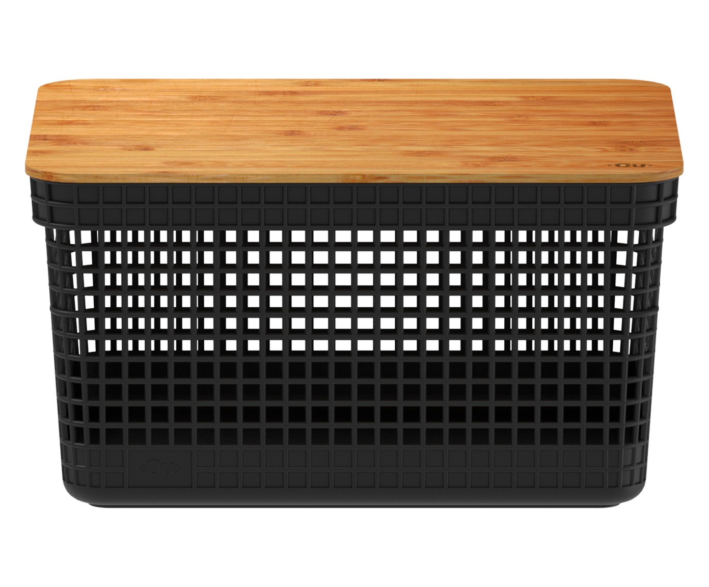 Cesto com Tampa em Bambu Grid Preto - image 0