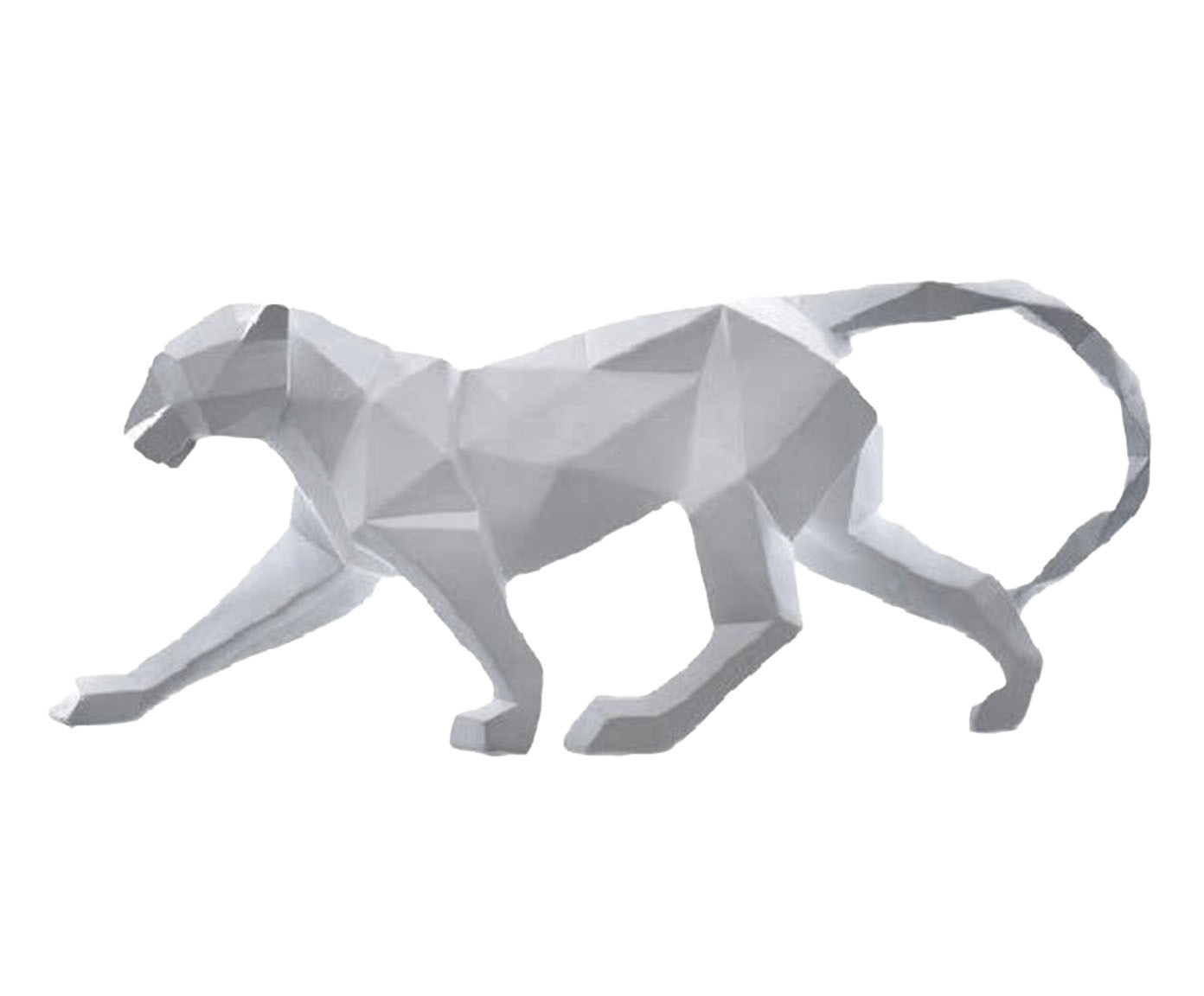 Escultura Leopardo Geom&eacute;trico Branco image number 0