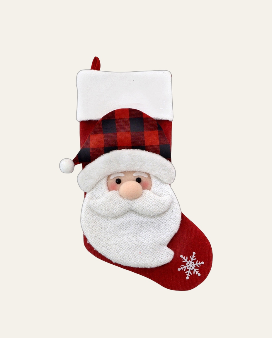 Meia Natalina Papel Noel Xadrez - image 0