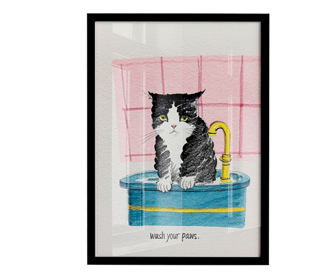 Quadro Wash Your Pawscom Moldura Preto image number 0