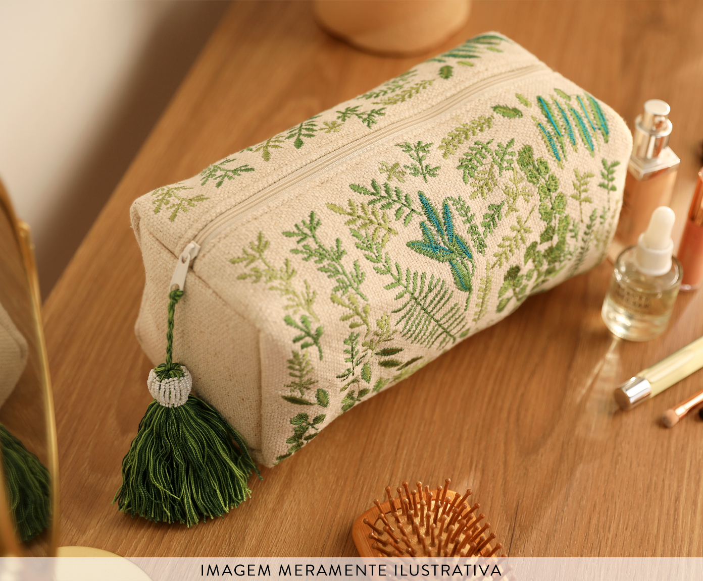 Necessaire Leena Verde e Cru image number 4