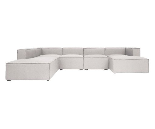 Sof&aacute; 5 M&oacute;dulos Chaise e Encosto Parcial Mensa Cinza Claro image number 2