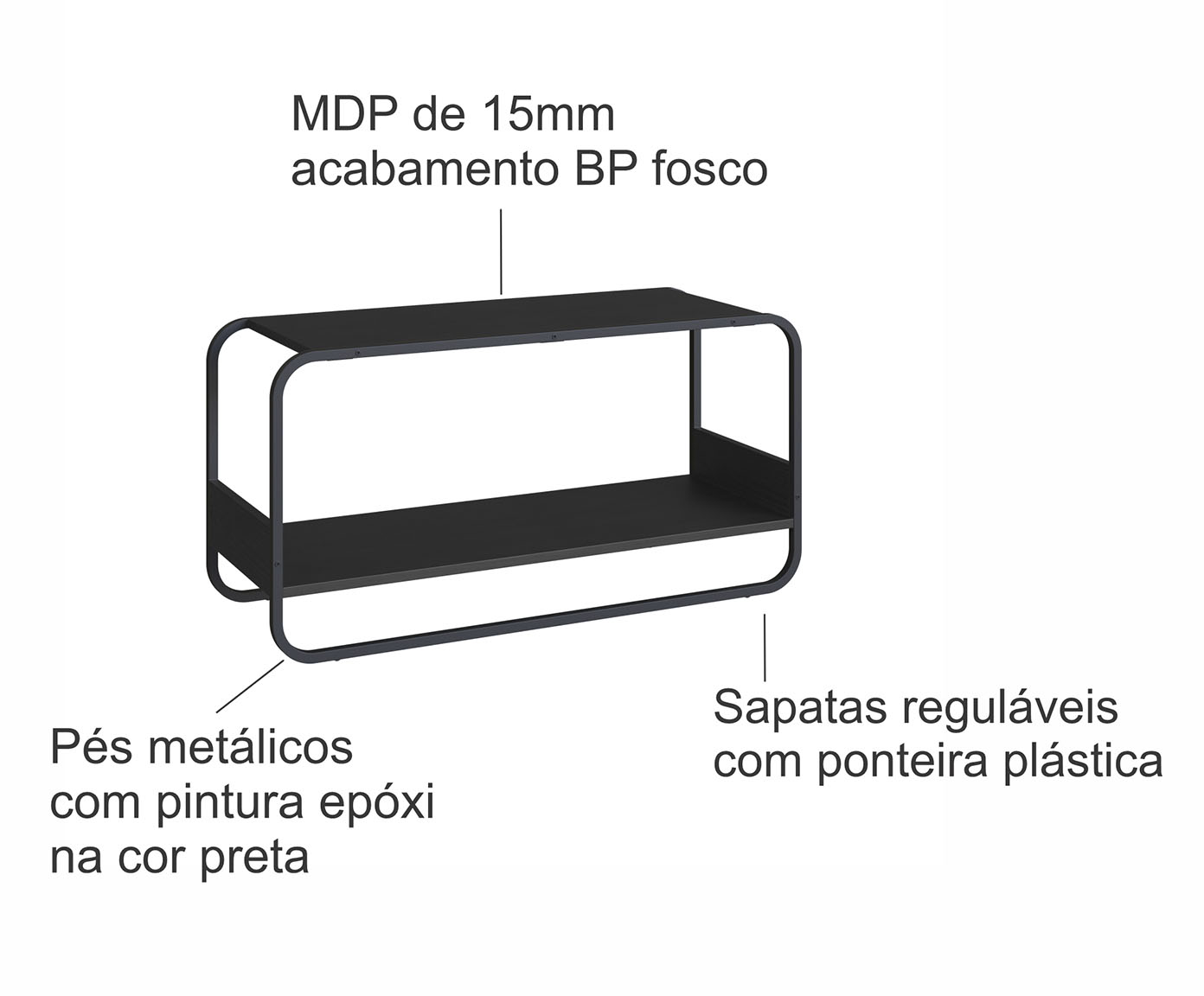 Jogo de Sapateira Banco e Prateleira Org&acirc;nico Luna Nero image number 4
