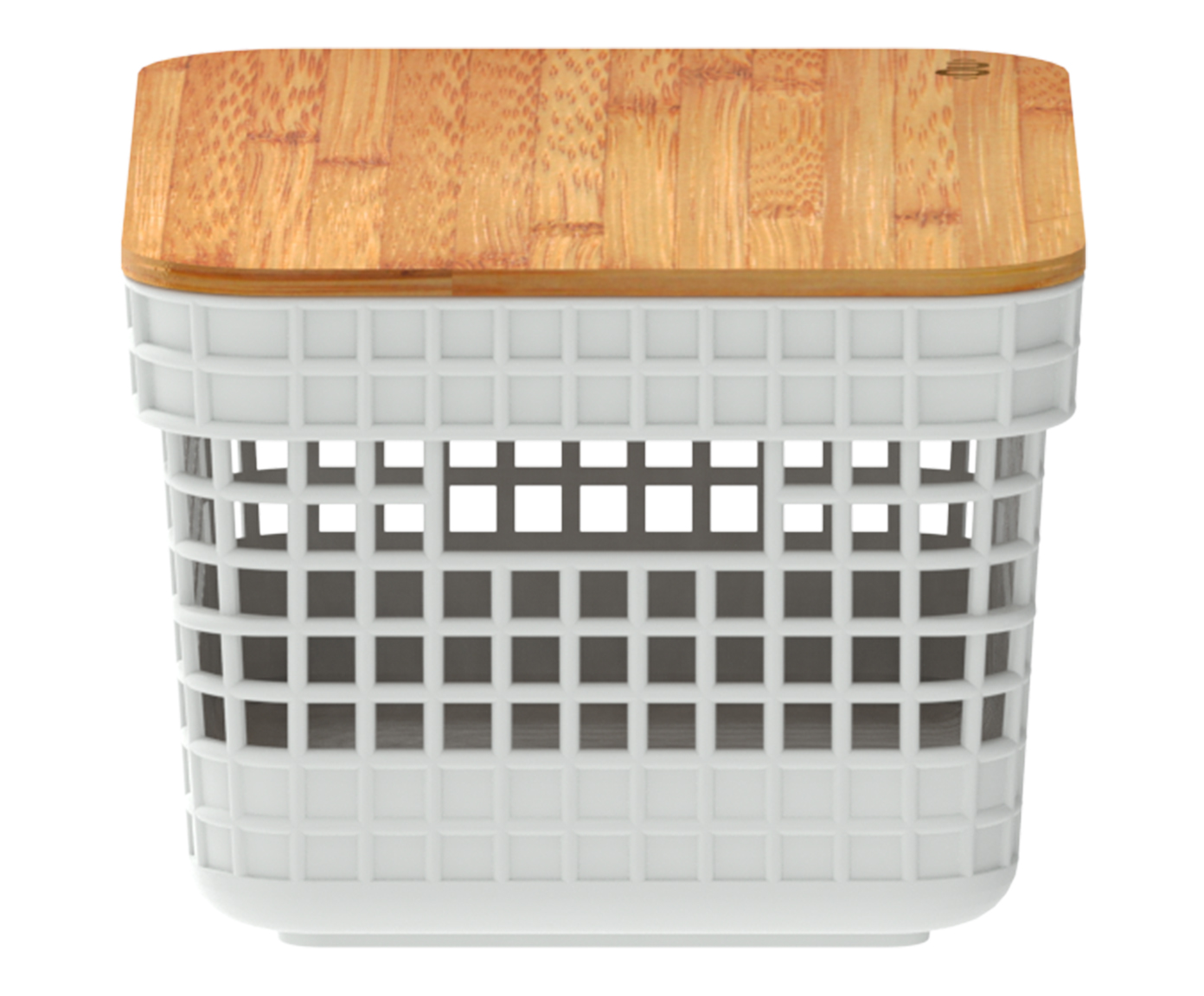Cesto com Tampa em Bambu Grid II Branco image number 2