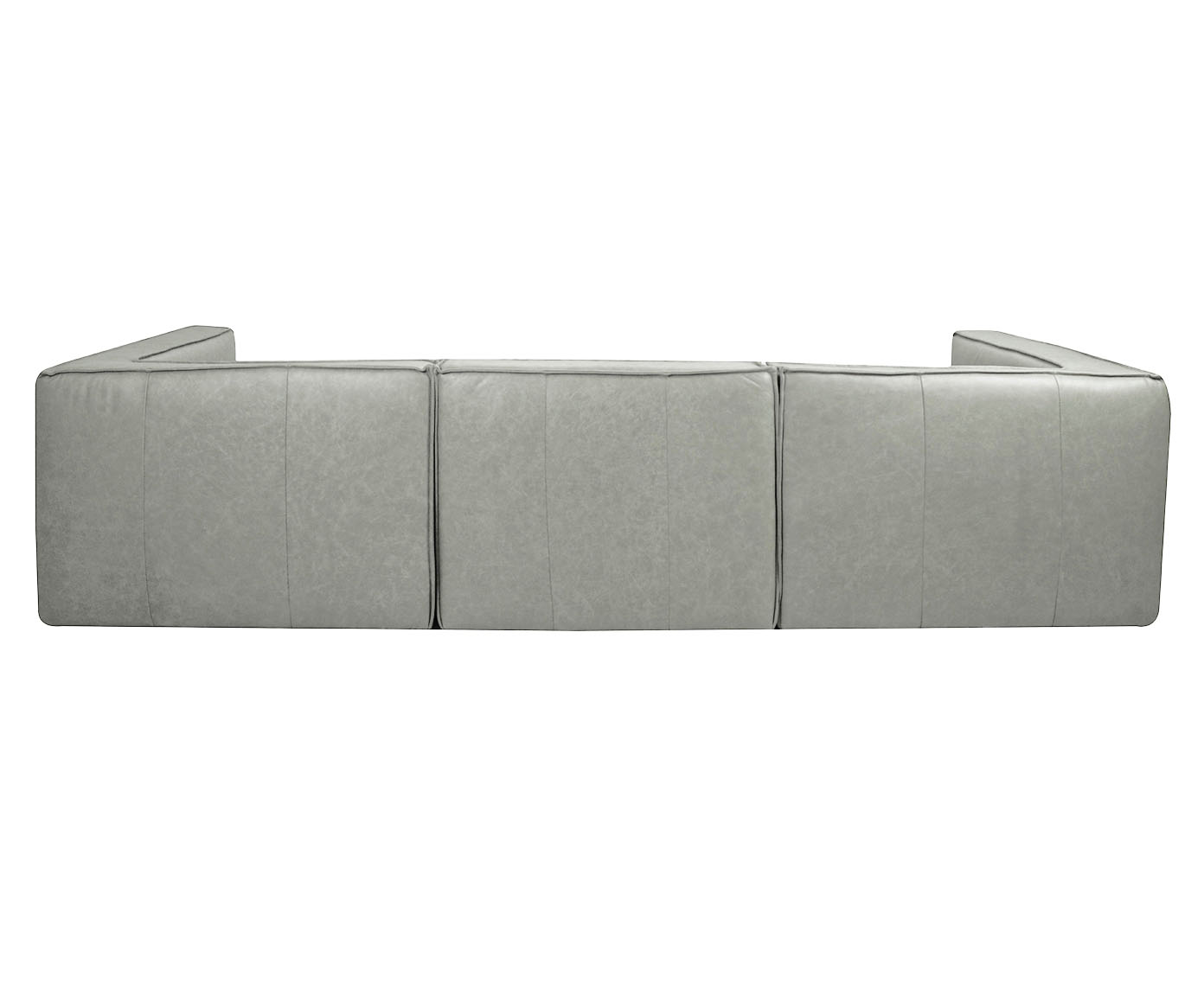Sof&aacute; 3 M&oacute;dulos Chaise Esquerdo Mensa em Couro Cinza image number 3