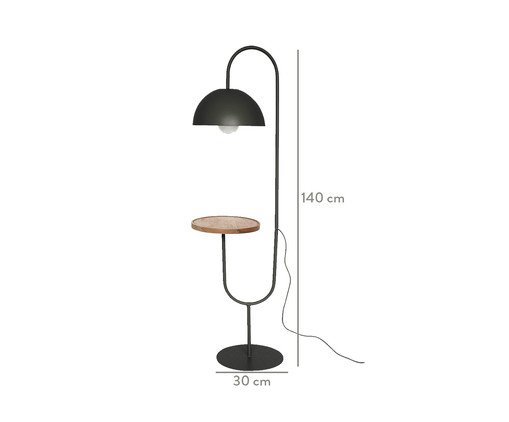 Lumin&aacute;ria de Ch&atilde;o com Mesa Lateral Muriel - Preto image number 2