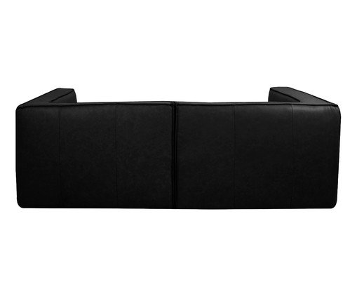Sof&aacute; 2 M&oacute;dulos Chaise Mensa em Couro Preto image number 3
