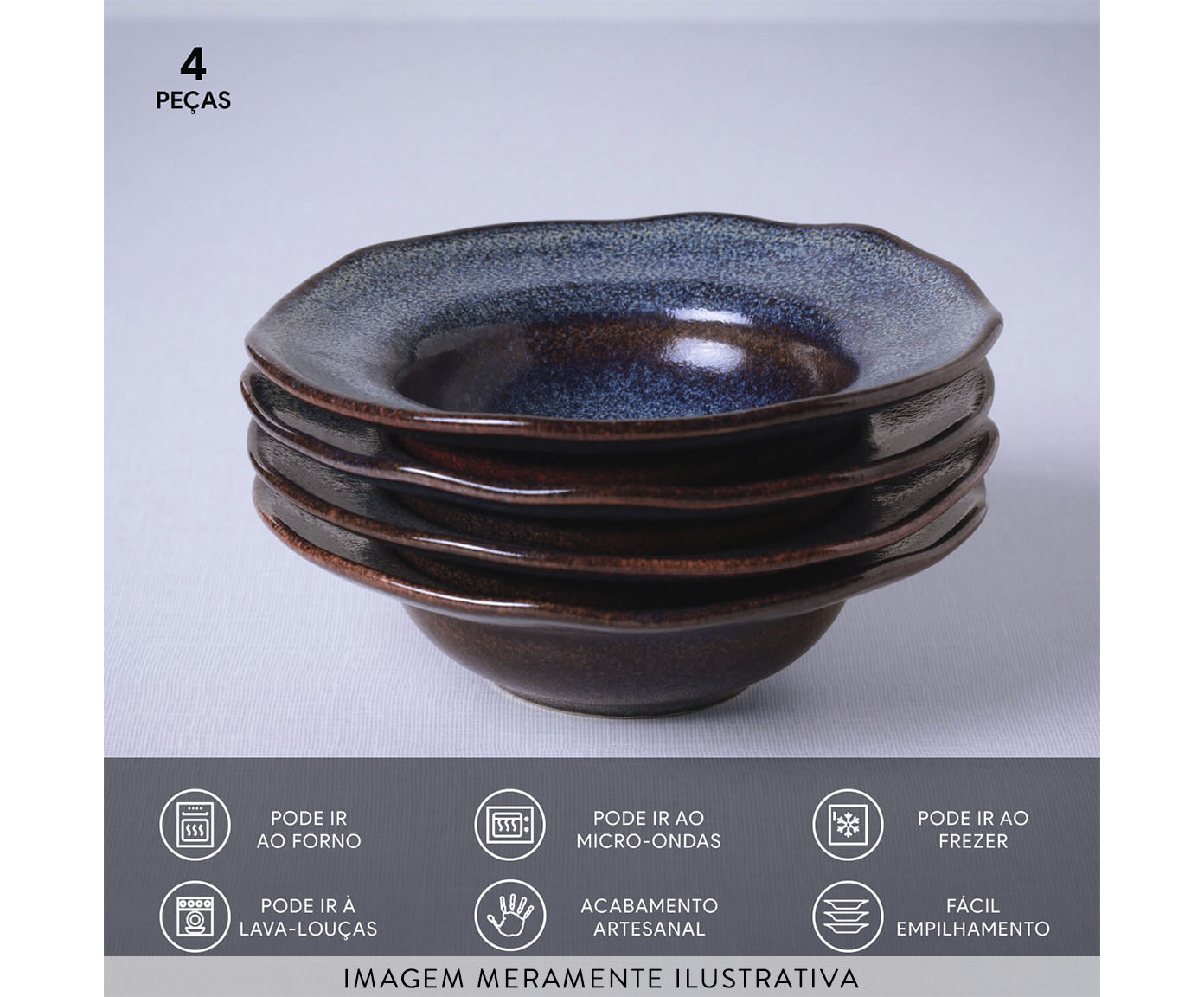 Jogo de Pratos para Sobremesa Titanium Azul Escuro lV image number 5