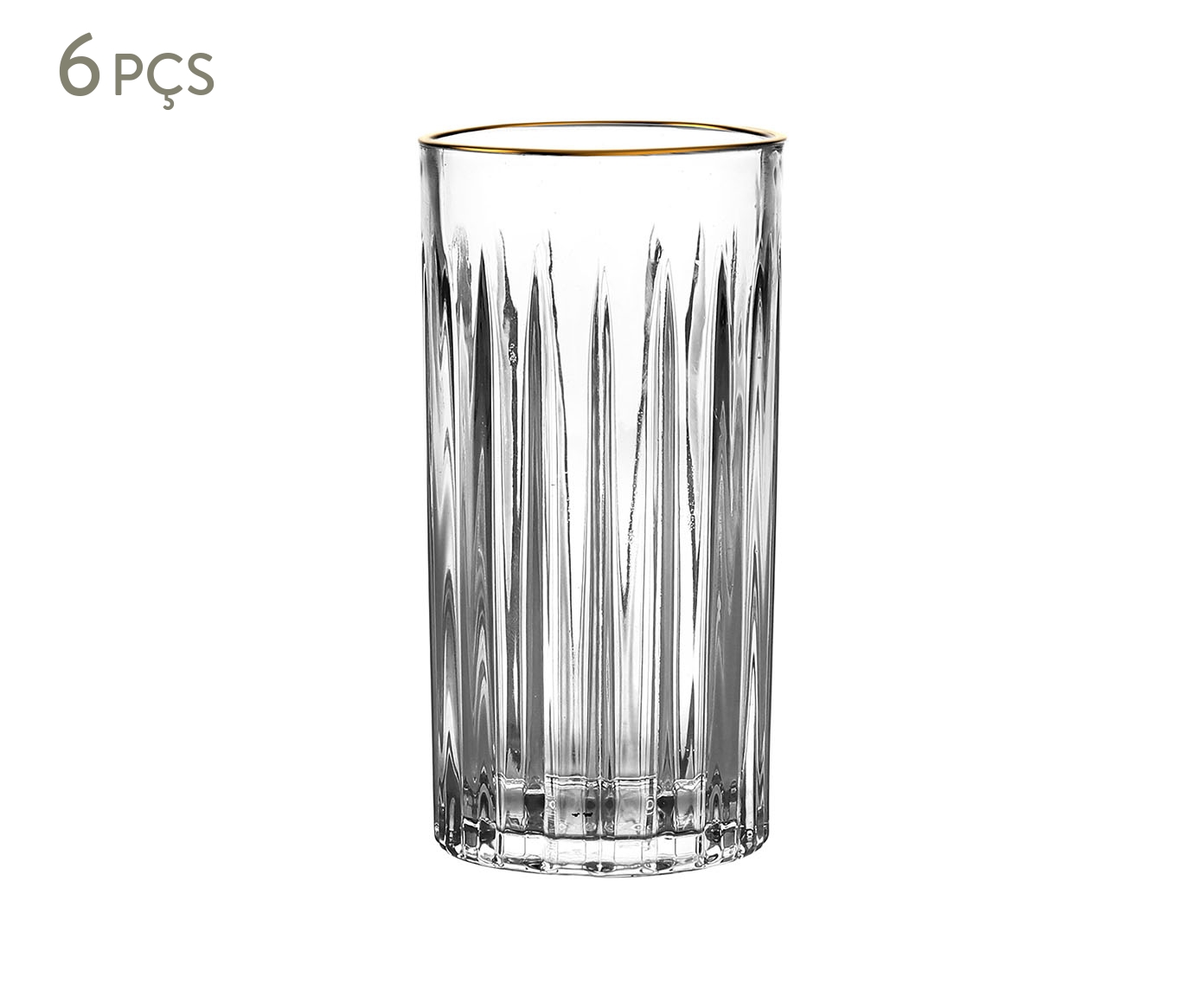 Jogo de Copos com Borda Dourada Riscas image number 0