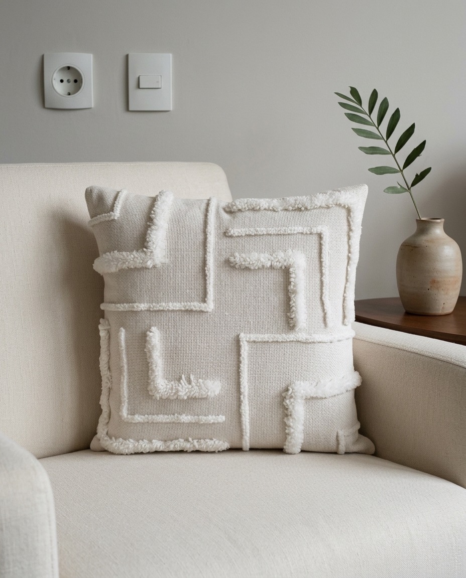 Capa de Almofada Bordada Mulan Off White - image 1