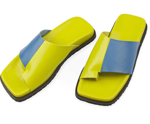 Chinelo Slide Duo em Couro Verde image number 1