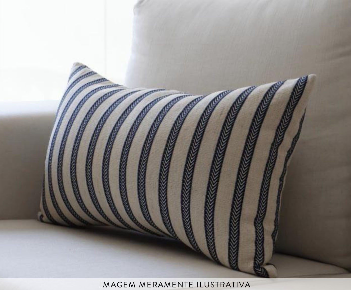 Almofada em Linho Bordada Aylena Off White e Azul image number 2