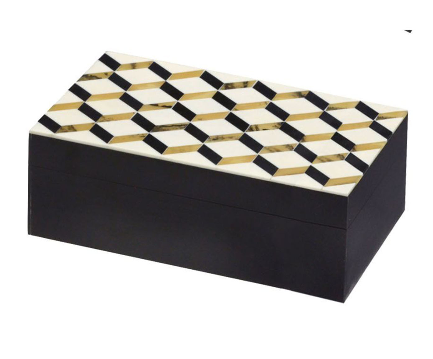 Caixa Decorativa em Madeira e Resina Wallie Dourado image number 0