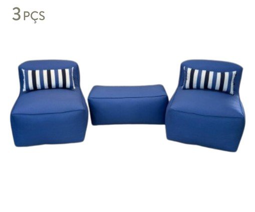 Jogo de Puffs e Peseira Ocean M&eacute;dio Azul Royal - image 0