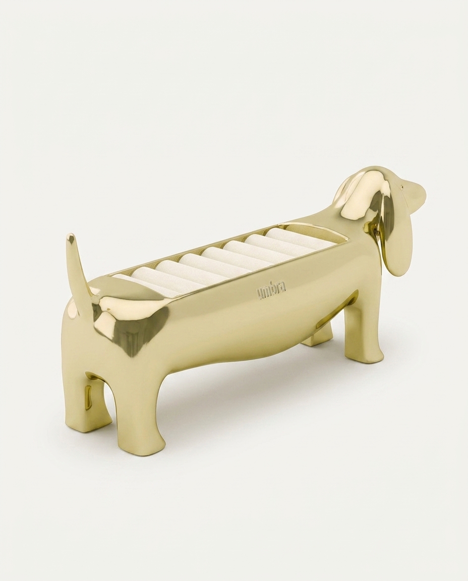 Porta-An&eacute;is Salsicha Dourado image number 8