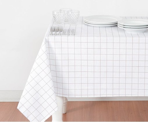 Toalha de Mesa Panam&aacute; Grid Bege - 160X250cm image number 1