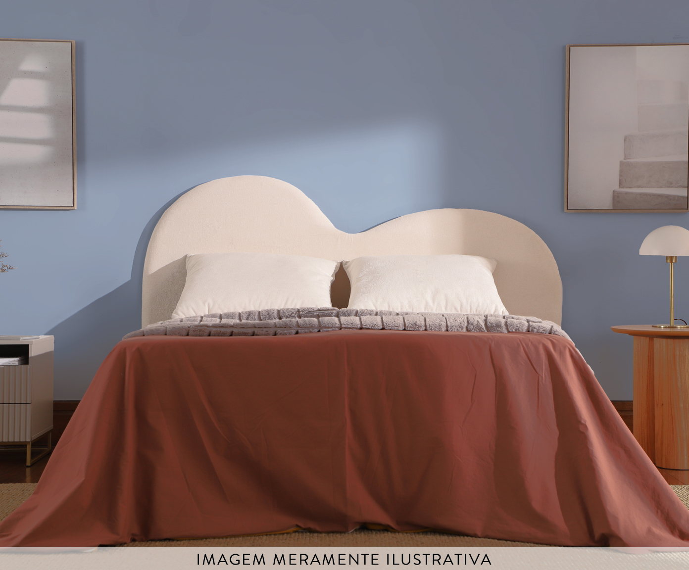 Cabeceira Com Almofad&atilde;o Pillow Em Boucle Hill OffWhite - image 1