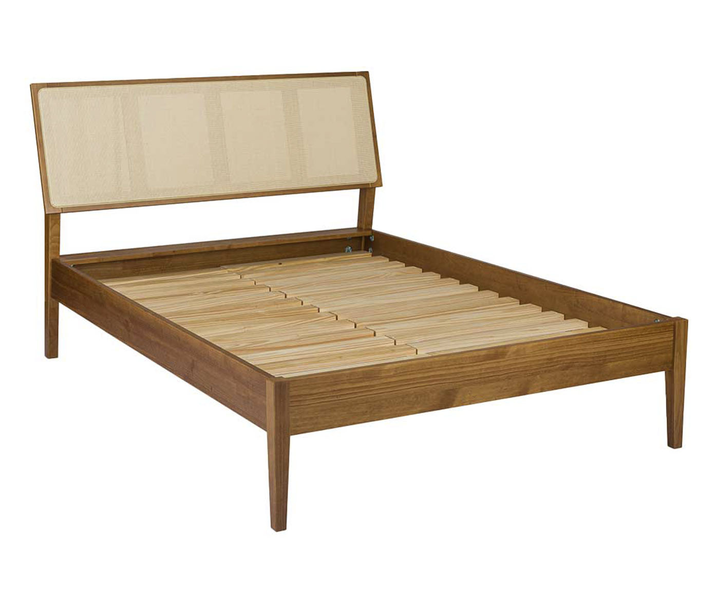 Cama de Madeira Viena com Cabeceira de Palha Natural Mel image number 0