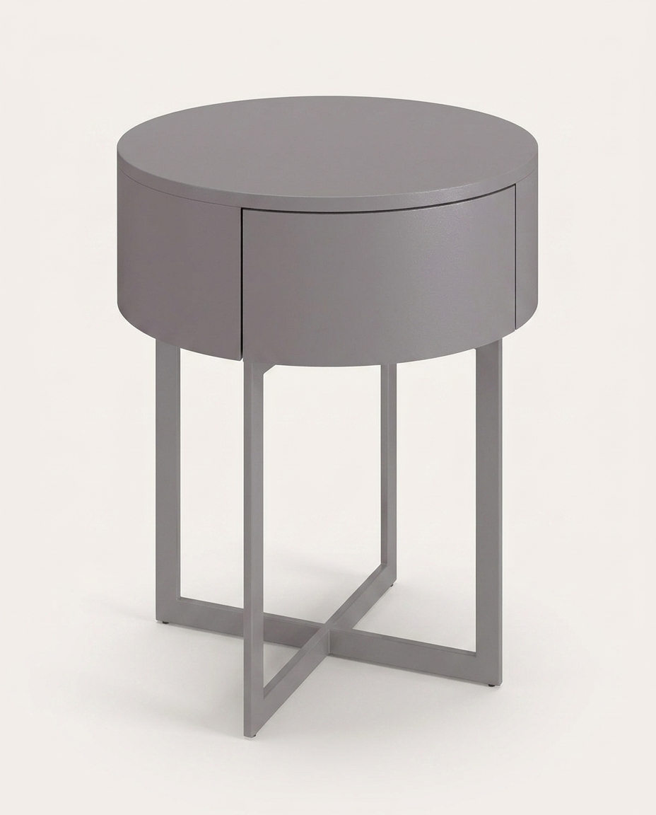 Mesa de Cabeceira Redonda Pecci Cinza - image 1