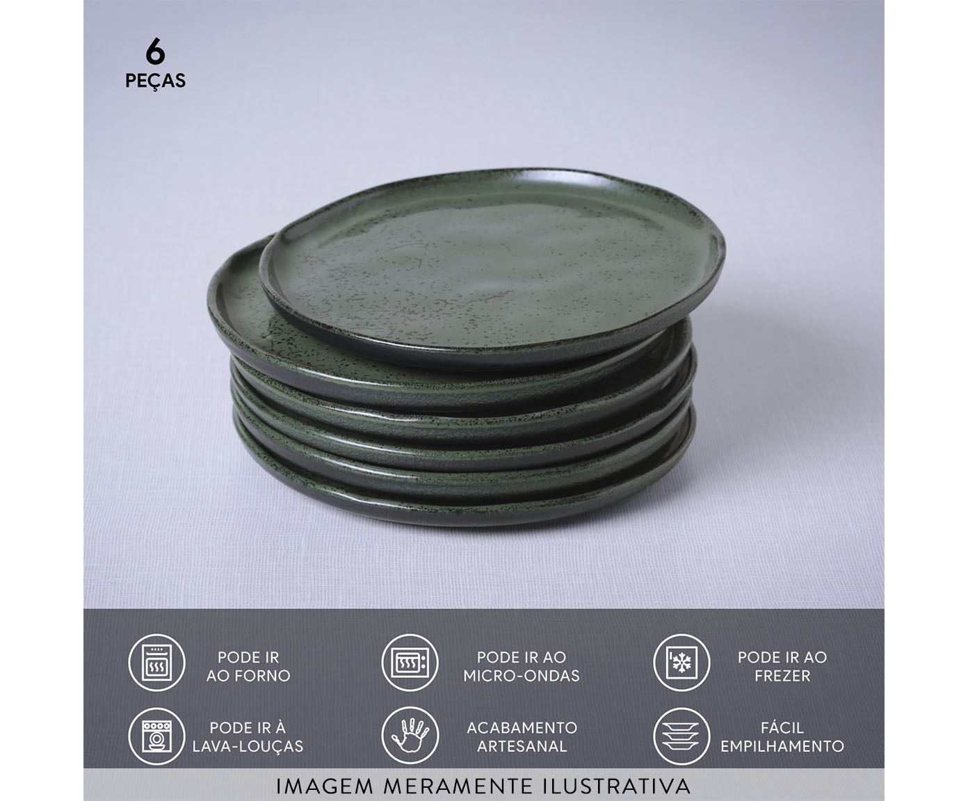 Jogo de Pratos para P&atilde;o Bio Greenery Verde image number 3