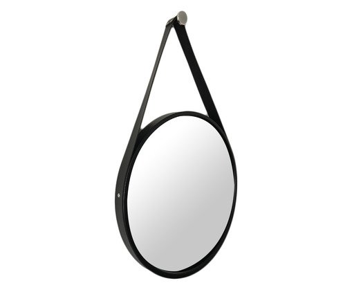 Espelho Adnet Preto com Al&ccedil;a em Corino Preto - image 0