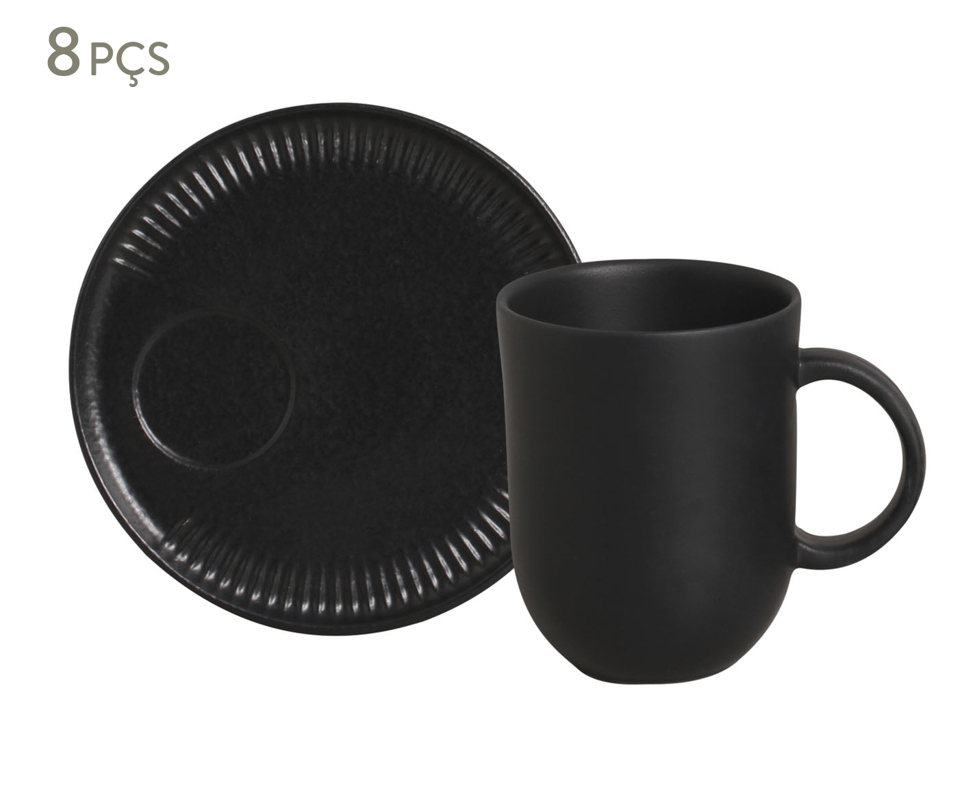 Jogo de Canecas com Pires Coup Matte Preto image number 0