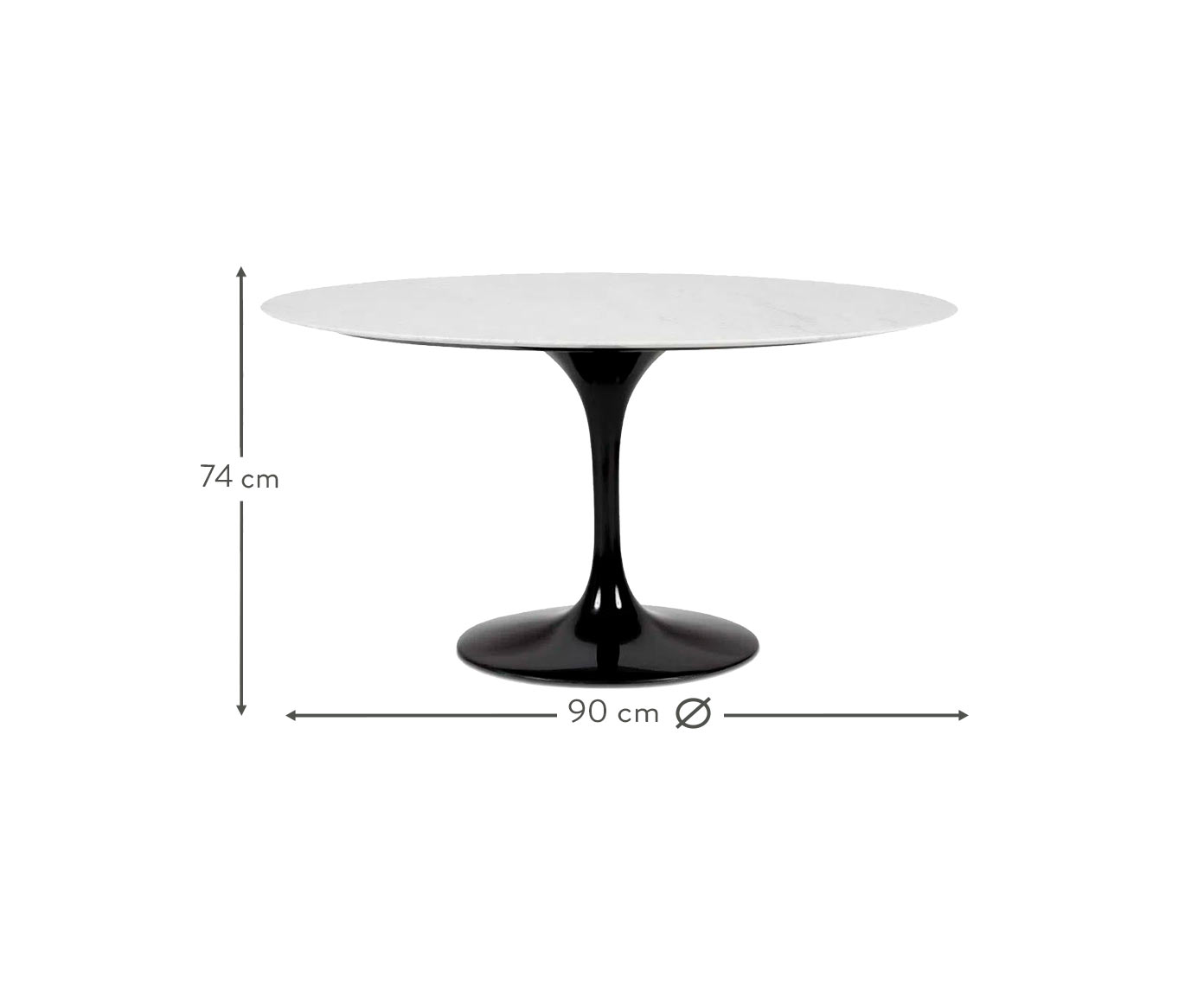 Mesa Saarinen Oval Carrara Base Preta image number 6