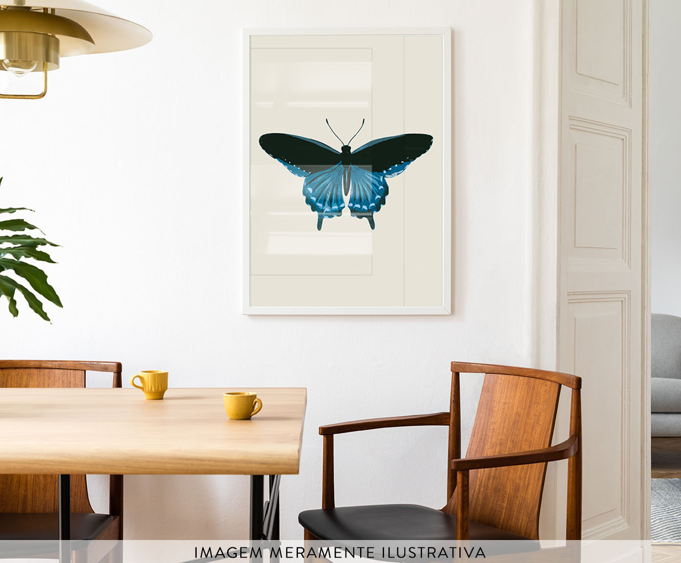 Quadro Borboleta Azul com Moldura Branca image number 2