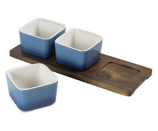 Jogo de Petisqueiras com Bandeja N&eacute;voa Degrad&ecirc; Azul image number 0