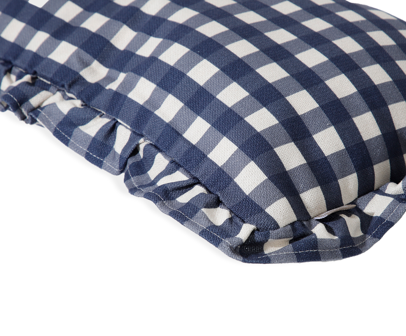 Capa de Almofada Retangular Estampada com Babados Vichy Elena Azul Marinho image number 4