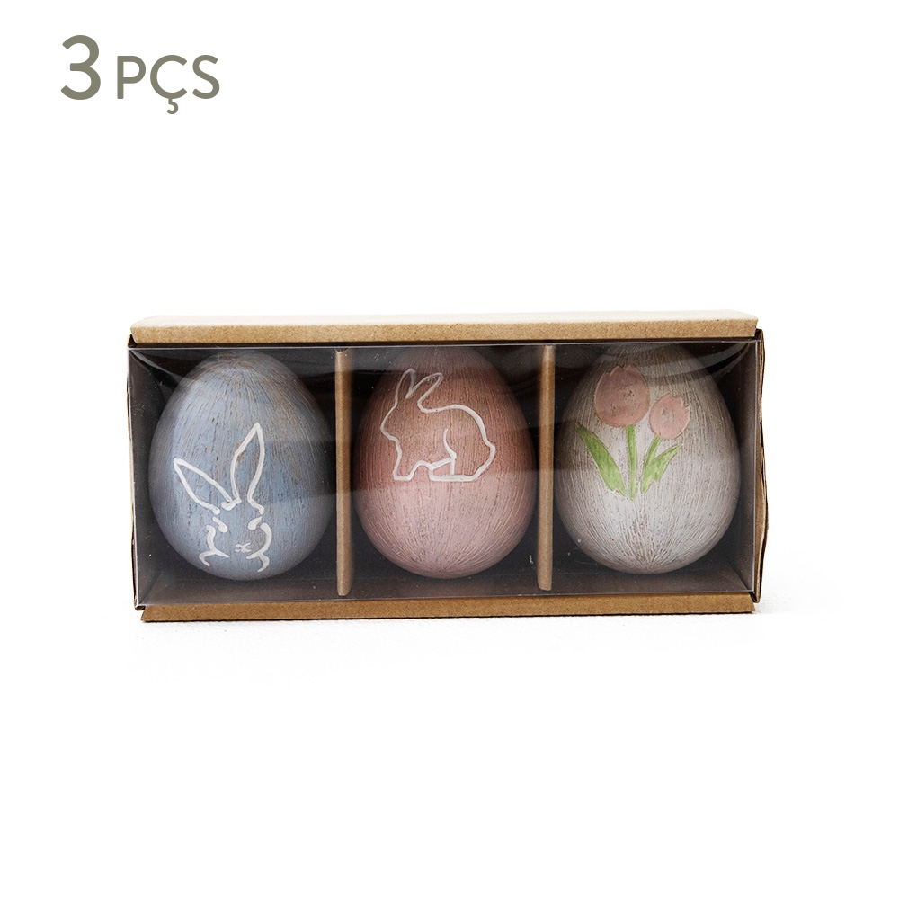 Jogo de Ovos de P&aacute;scoa Tricolor Decorativos em Resina - image 0