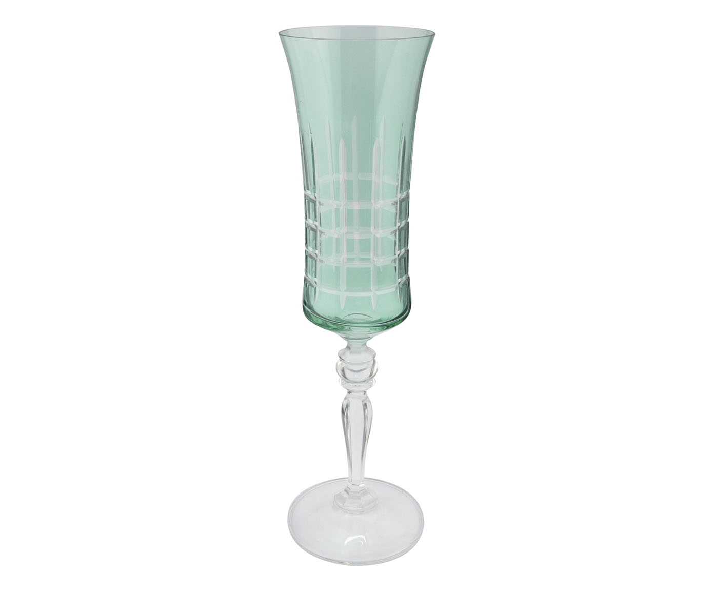 Ta&ccedil;a para Champanhe em Cristal Grace Lapidada Verde Gris - image 0