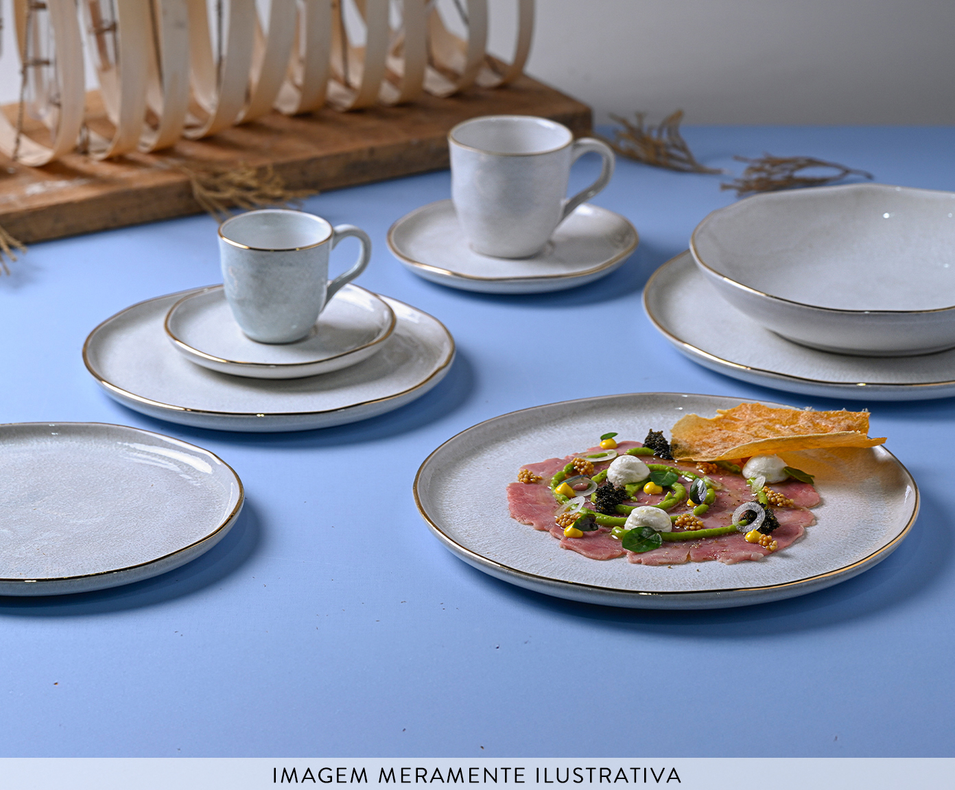 Jogo de X&iacute;cara para Caf&eacute; Luz Gold Branco Acinzentado image number 2