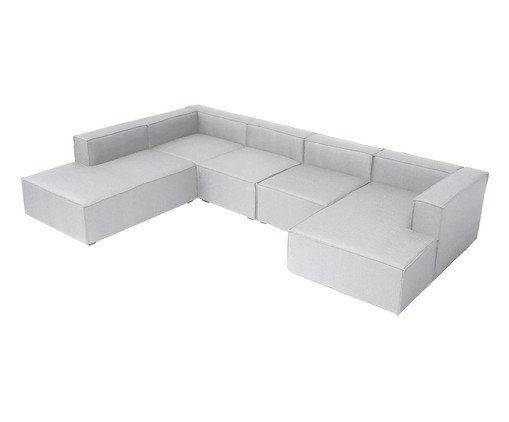 Sof&aacute; 5 M&oacute;dulos Chaise e Encosto Parcial Mensa Fendi image number 3