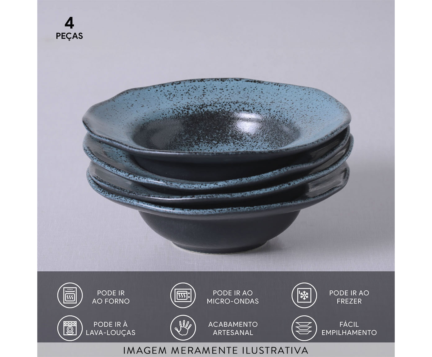 Jogo de Pratos para Sobremesa Org&acirc;nico Night Sky Azul image number 5