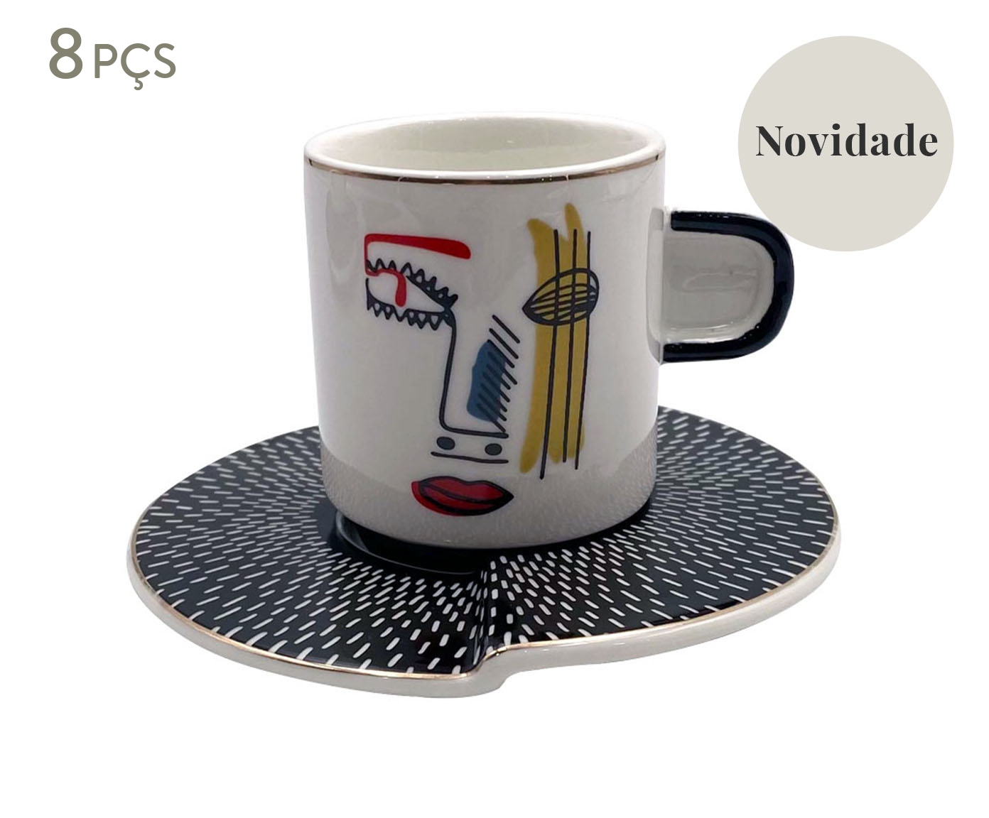 Jogo para Caf&eacute; com Borda Dourada Ollier - image 0