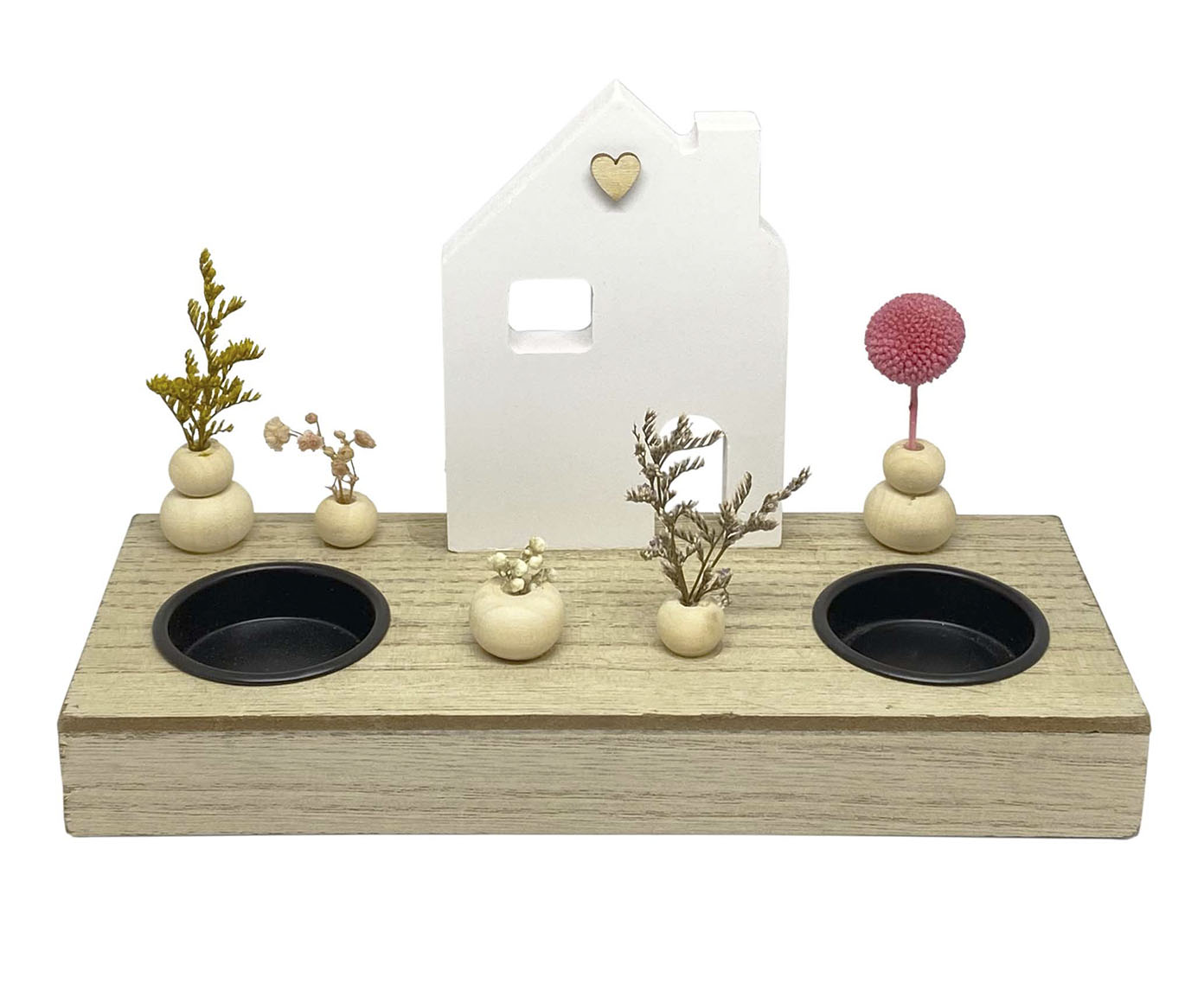 Decor Mesa Town 2 Candles Natural e Branco image number 0