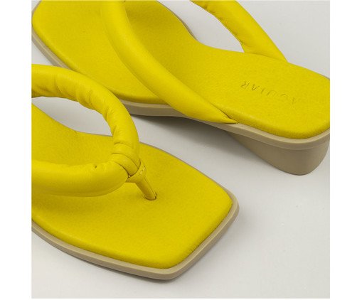 Sand&aacute;lia Mona em Couro Amarelo image number 3